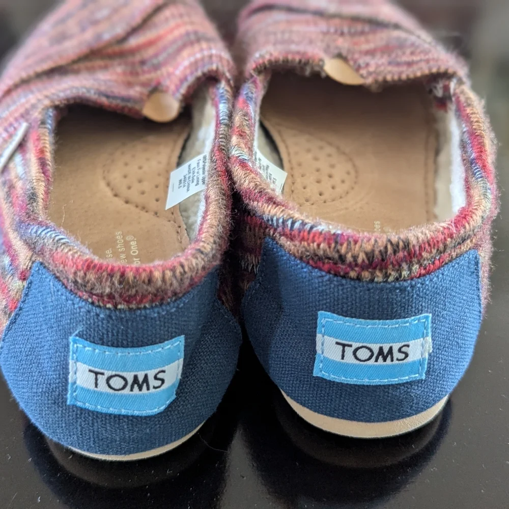 TOMS Colorful Knit Faux Fur Lined Classic Slip On Shoes Flats Casual Women’s 6.5 - Picture 4 of 11